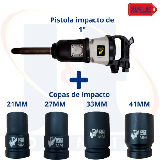 PISTOLA DE IMPACTO 1" + COPAS DE IMPACTO