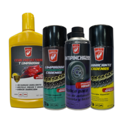 Pack Limpiador Cadena, Silicona, Cera Y Antipinchazo Quality E