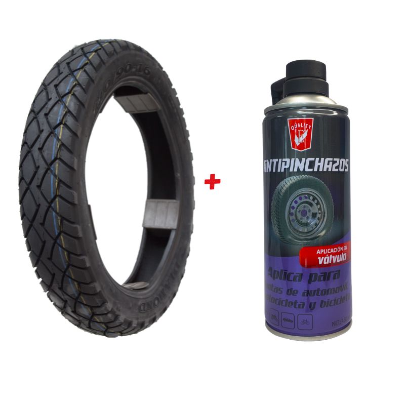 LLANTA MOTO 110 90 16 + ANTIPINCHAZOS